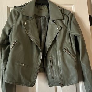 Blank NYC pleather biker jacket. Light green size medium.